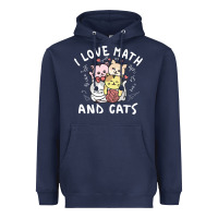 Navy i love math and cats mountain heart mathematics lover gifts cute and f Heavyweight Hoodie - linhVisuals