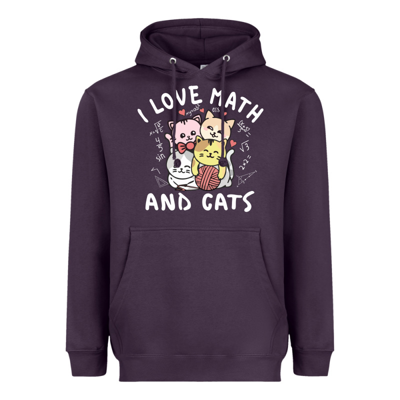 I Love Math And Cats Mountain Heart Mathematics Lover Gifts Cute And F Heavyweight Hoodie by linhVisuals | Teevron