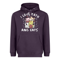 Plum i love math and cats mountain heart mathematics lover gifts cute and f Heavyweight Hoodie - linhVisuals
