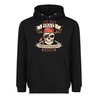 Black let the pirate shenanigans begin skull vintage pirate skeleton hallowe Heavyweight Hoodie - linhVisuals