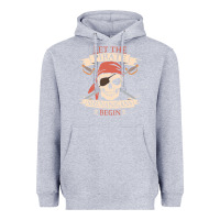 Heather Grey let the pirate shenanigans begin skull vintage pirate skeleton hallowe Heavyweight Hoodie - linhVisuals