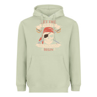 Matcha let the pirate shenanigans begin skull vintage pirate skeleton hallowe Heavyweight Hoodie - linhVisuals