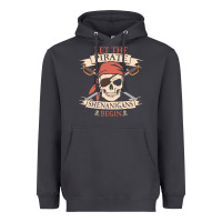 Smoke let the pirate shenanigans begin skull vintage pirate skeleton hallowe Heavyweight Hoodie - linhVisuals