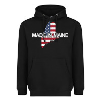 Black made in maine american flag funny patriotic state lover gift Heavyweight Hoodie - linhVisuals