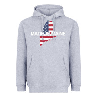 Heather Grey made in maine american flag funny patriotic state lover gift Heavyweight Hoodie - linhVisuals
