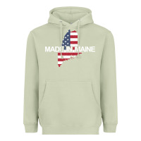 Matcha made in maine american flag funny patriotic state lover gift Heavyweight Hoodie - linhVisuals