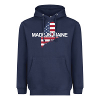 Navy made in maine american flag funny patriotic state lover gift Heavyweight Hoodie - linhVisuals