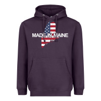 Plum made in maine american flag funny patriotic state lover gift Heavyweight Hoodie - linhVisuals