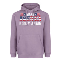 Make America Godly Again American Flag Letters Christian Quote Heavyweight Hoodie | Teevron