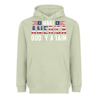 Matcha make america godly again american flag letters christian quote Heavyweight Hoodie - linhVisuals