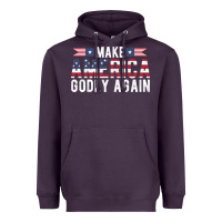 Plum make america godly again american flag letters christian quote Heavyweight Hoodie - linhVisuals