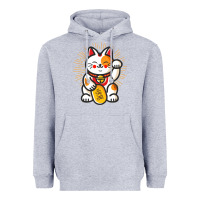 Heather Grey maneki neko lucky cat money feline japanese good luck charm kitten gif Heavyweight Hoodie - linhVisuals