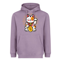 Lavender maneki neko lucky cat money feline japanese good luck charm kitten gif Heavyweight Hoodie - linhVisuals