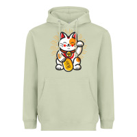 Matcha maneki neko lucky cat money feline japanese good luck charm kitten gif Heavyweight Hoodie - linhVisuals