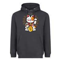 Smoke maneki neko lucky cat money feline japanese good luck charm kitten gif Heavyweight Hoodie - linhVisuals