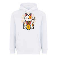 White maneki neko lucky cat money feline japanese good luck charm kitten gif Heavyweight Hoodie - linhVisuals