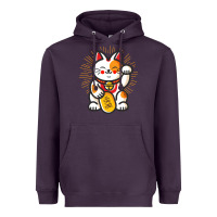 Plum maneki neko lucky cat money feline japanese good luck charm kitten gif Heavyweight Hoodie - linhVisuals