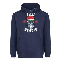 Navy mexican christmas sugar skull feliz navidad spanish speaking xmas gift Heavyweight Hoodie - linhVisuals