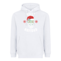 White mexican christmas sugar skull feliz navidad spanish speaking xmas gift Heavyweight Hoodie - linhVisuals