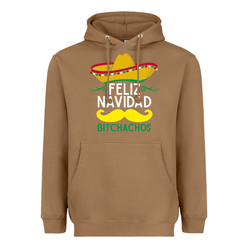 Mexicans Say Feliz Navidad Bitchahos Funny Merry Christmas Sombrero Heavyweight Hoodie by linhVisuals | Teevron