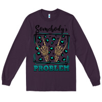 Plum Somebody's Problem Hand Skeleton Long Sleeve Tee - FaDigitalArtStudio