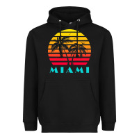 Black miami 80s sunset Heavyweight Hoodie - linhVisuals