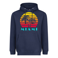 Navy miami 80s sunset Heavyweight Hoodie - linhVisuals