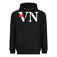 Black Vietnam Flag and Country Initials Heavyweight Hoodie - linhVisuals