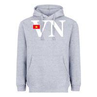 Heather Grey Vietnam Flag and Country Initials Heavyweight Hoodie - linhVisuals