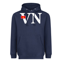 Navy Vietnam Flag and Country Initials Heavyweight Hoodie - linhVisuals