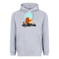 Heather Grey two cats Heavyweight Hoodie - linhVisuals