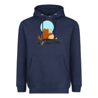 Navy two cats Heavyweight Hoodie - linhVisuals
