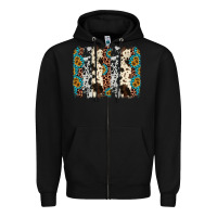 Black cowhide leopard gemstone brushstroke Zipper Hoodie - AdoDesignShop
