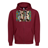 Burgundy cowhide leopard gemstone brushstroke Zipper Hoodie - AdoDesignShop