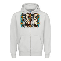 Dove Grey cowhide leopard gemstone brushstroke Zipper Hoodie - AdoDesignShop