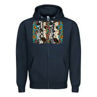 Navy cowhide leopard gemstone brushstroke Zipper Hoodie - AdoDesignShop
