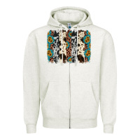 Oatmeal Heather cowhide leopard gemstone brushstroke Zipper Hoodie - AdoDesignShop