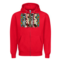 Red cowhide leopard gemstone brushstroke Zipper Hoodie - AdoDesignShop