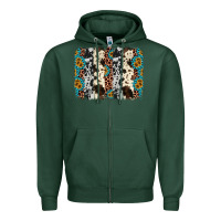 Sports Green cowhide leopard gemstone brushstroke Zipper Hoodie - AdoDesignShop