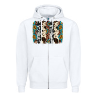Cowhide Leopard Gemstone Brushstroke Zipper Hoodie | Teevron