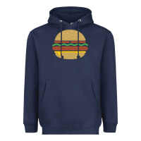 Navy vintage burger print Heavyweight Hoodie - linhVisuals
