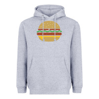 Heather Grey vintage burger print Heavyweight Hoodie - linhVisuals