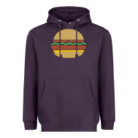 Plum vintage burger print Heavyweight Hoodie - linhVisuals