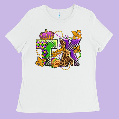 Texas Mardi Gras Olivia Ladies Tee Designed By Oliviacreatesart