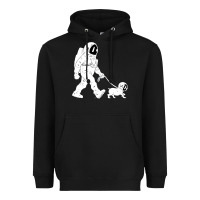 Black walking the dog astronaut Heavyweight Hoodie - linhVisuals