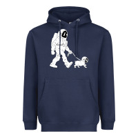 Navy walking the dog astronaut Heavyweight Hoodie - linhVisuals