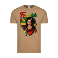 Vintage Coffee Free-ish since 1865 black woman Vintage Tee - FaDigitalArtStudio