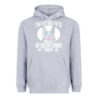 Heather Grey boston terrier t  shirtfunny boston terrier dog gift i m only talking Heavyweight Hoodie - linhVisuals