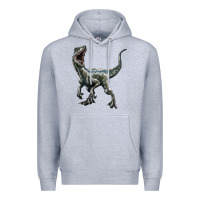 Heather Grey Velociraptor Premium Hoodie - LillyAllenDesigns