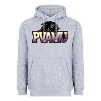 Heather Grey Prairie View A&M Panthers And Lady Panthers Rectangle Patch Heavyweight Hoodie - linhVisuals